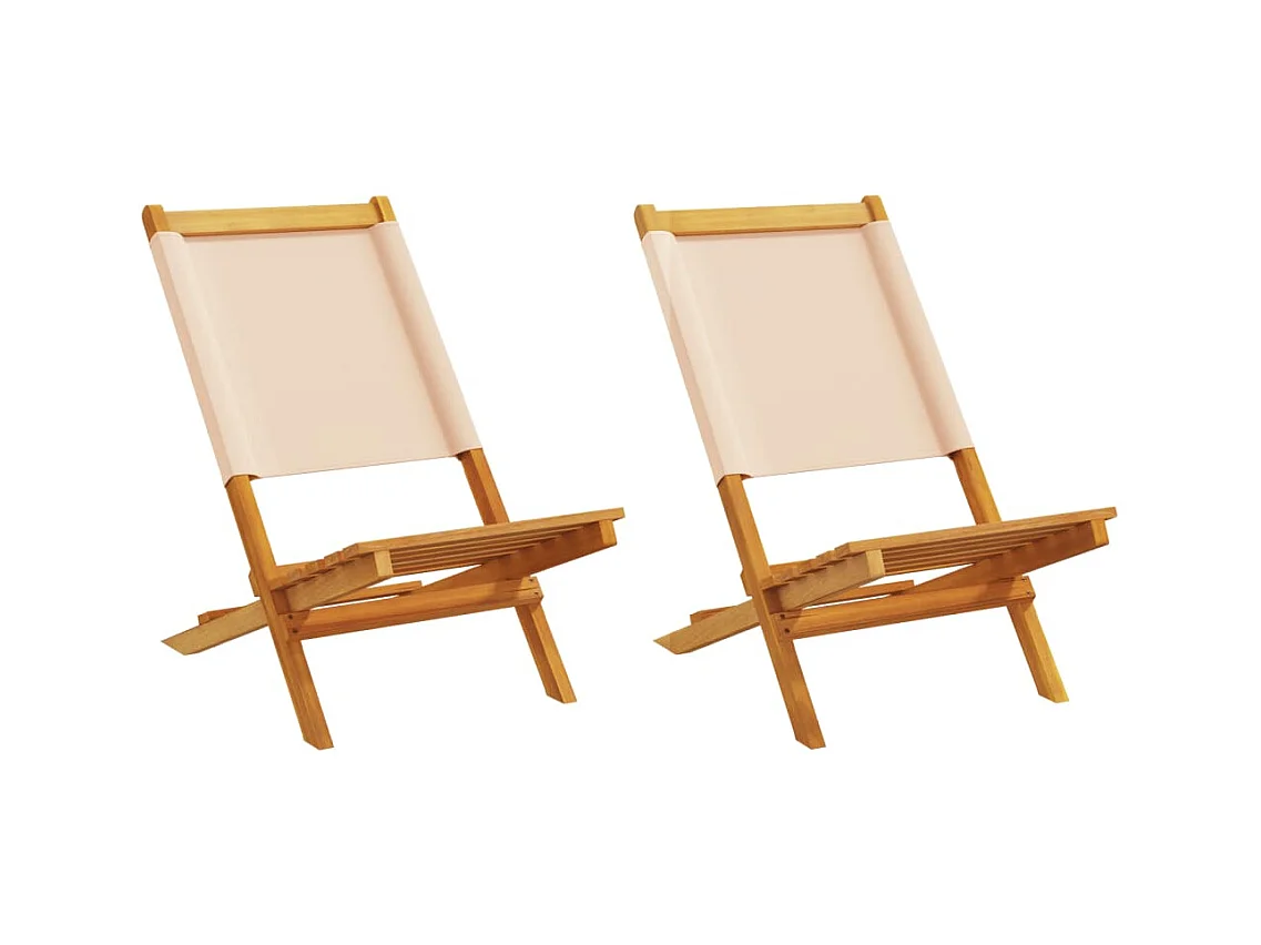 Chaises de jardin lot de 2 beige bois d'acacia massif et tissu