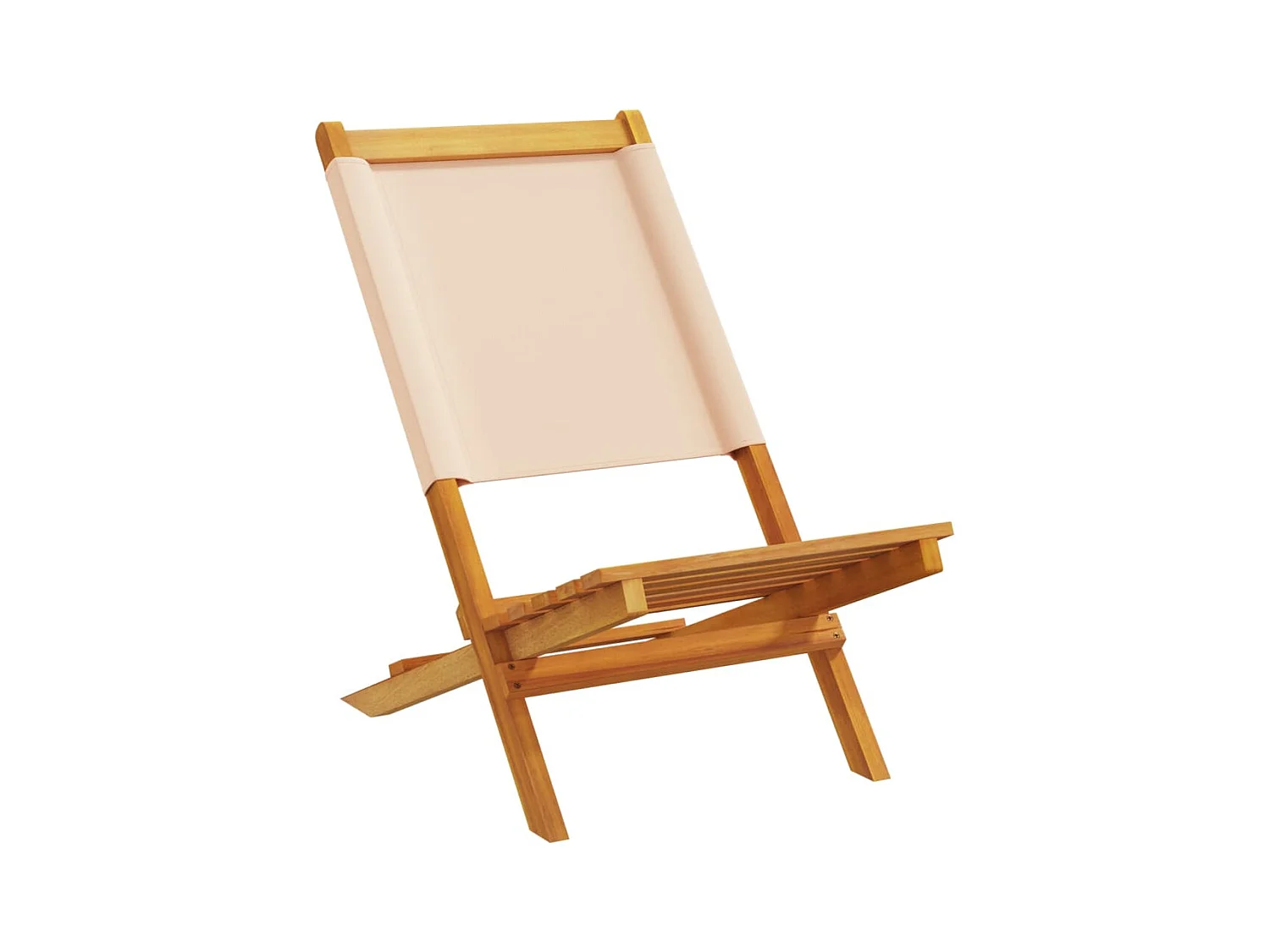 Chaises de jardin lot de 2 beige bois d'acacia massif et tissu