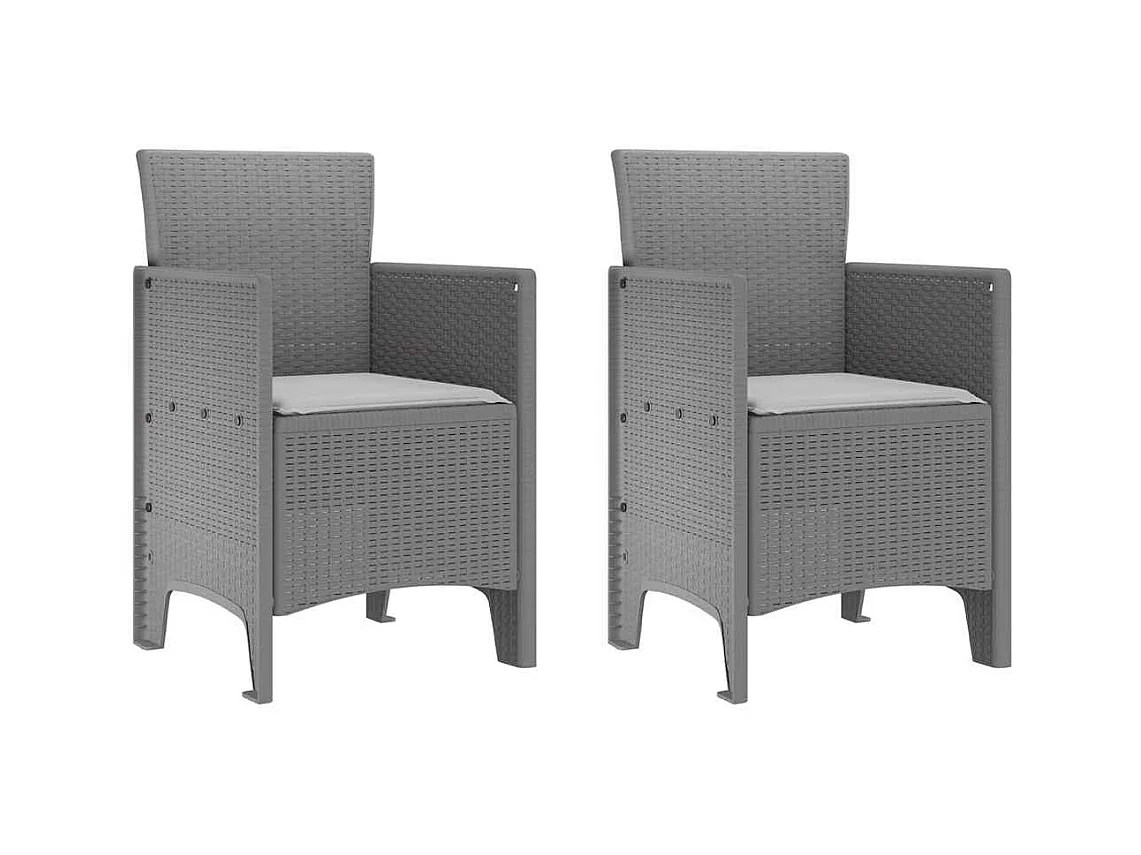 Tuinstoel 2 stuks Lichtgrijs 53 x 49 x 85 cm PP