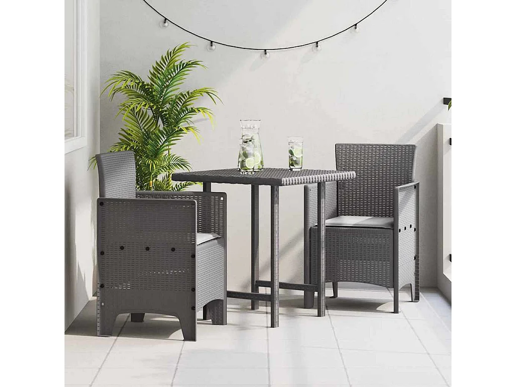 Chaise de jardin 2 pcs Gris clair 53 x 49 x 85 cm PP