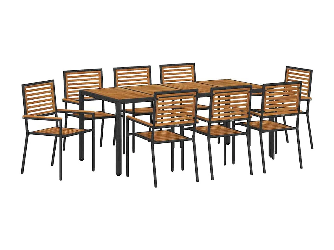 Ensemble de salle à manger pour jardin 9 pcs Noir