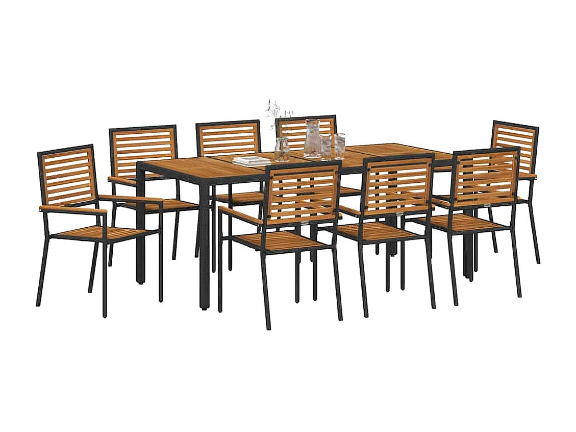 Ensemble de salle à manger pour jardin 9 pcs Noir
