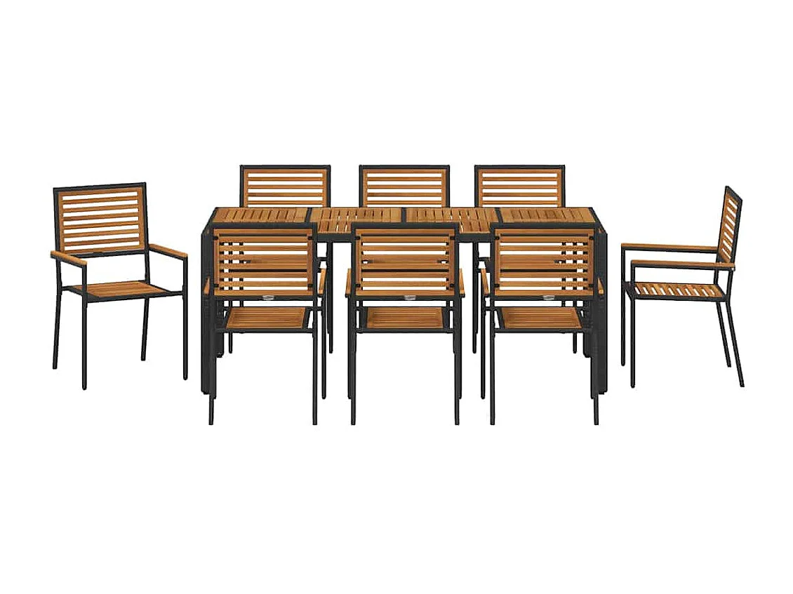 Ensemble de salle à manger pour jardin 9 pcs Noir