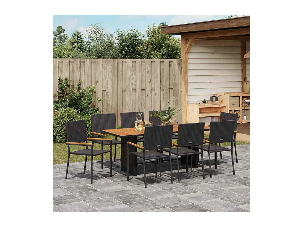 9-delige tuinset Zwart, Bruin