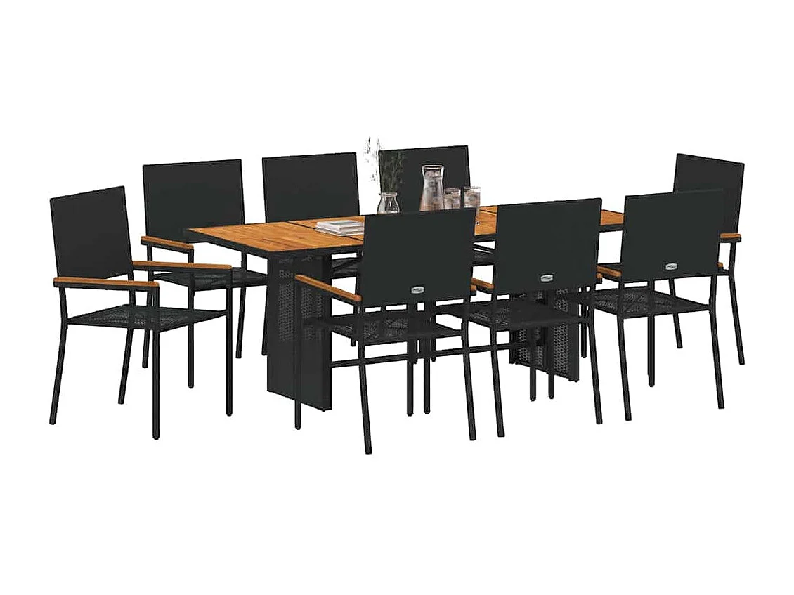 Ensemble de salle à manger pour jardin 9 pcs Noir, Marron