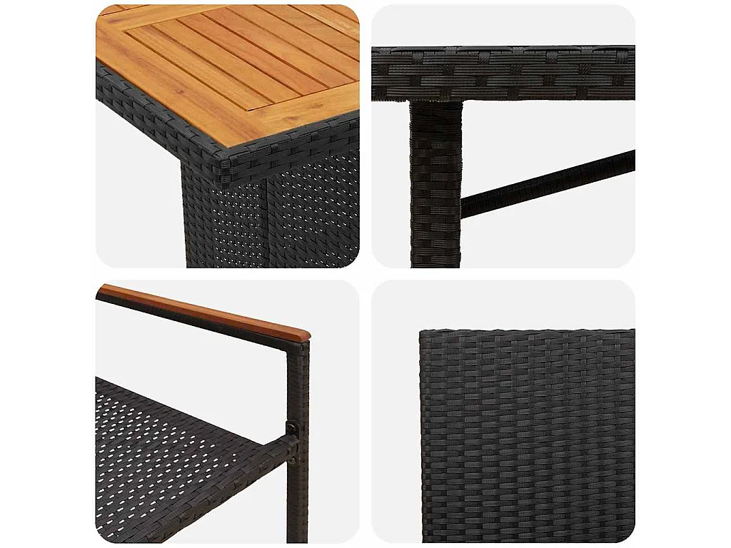 Set da pranzo da giardino da 9 pezzi Nero, Marrone