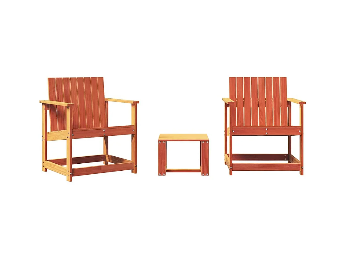 3-delige tuinmeubelset, bruine was, massief grenenhout