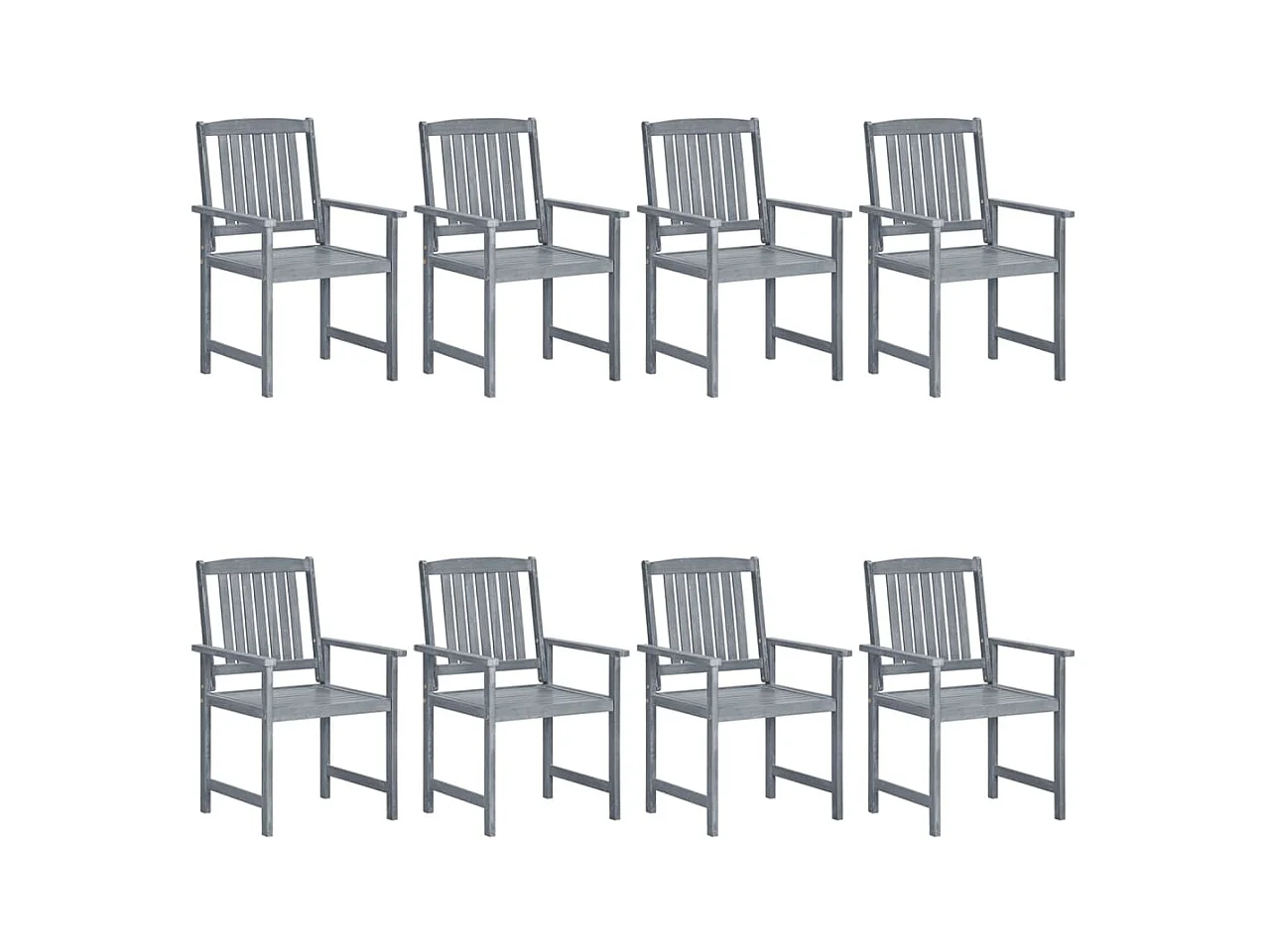 Chaises de jardin lot de 8 Bois massif d'acacia Gris