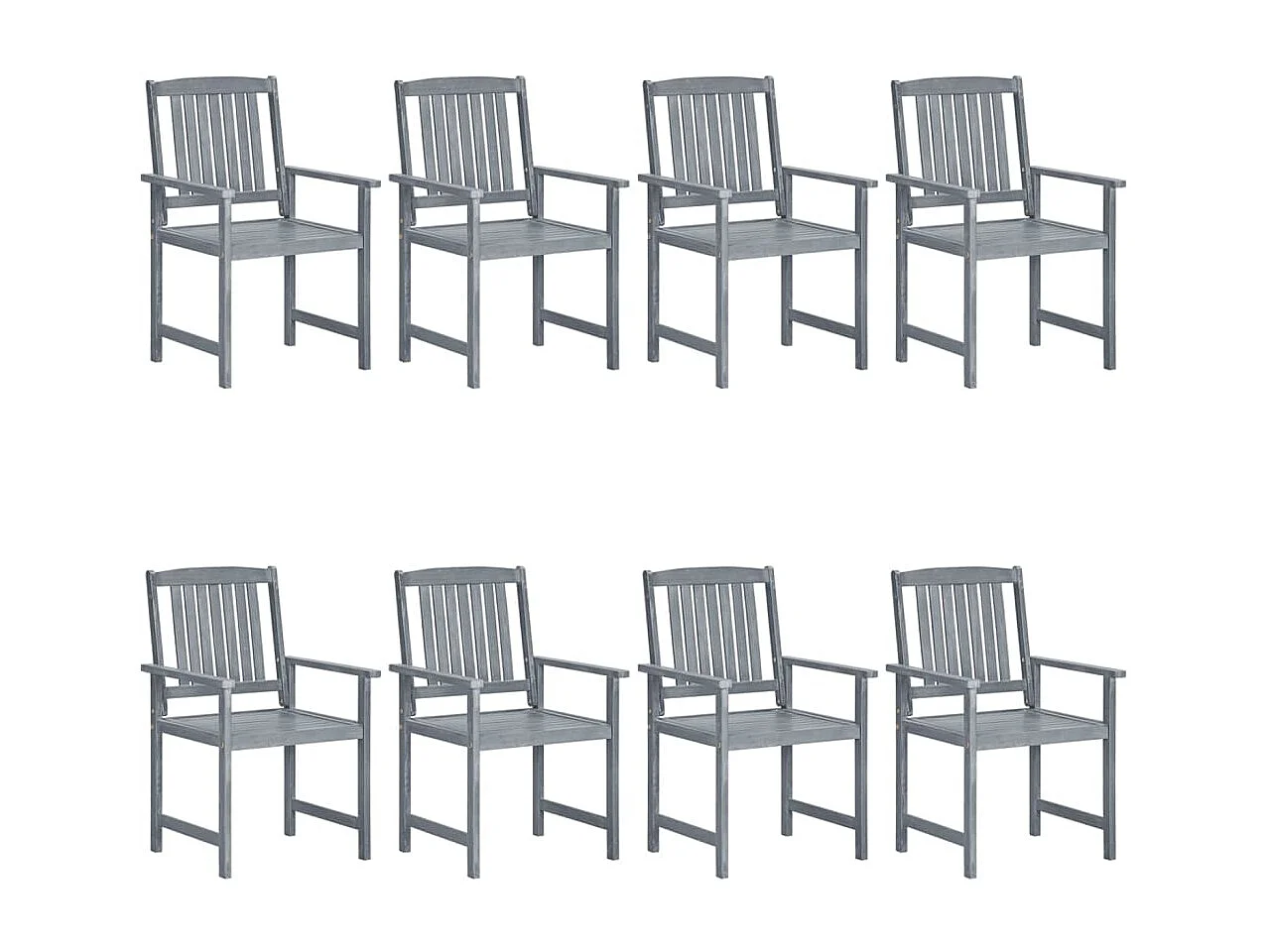 Chaises de jardin lot de 8 Bois massif d'acacia Gris
