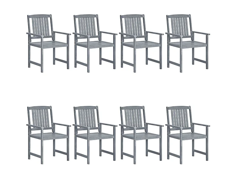 Chaises de jardin lot de 8 Bois massif d'acacia Gris