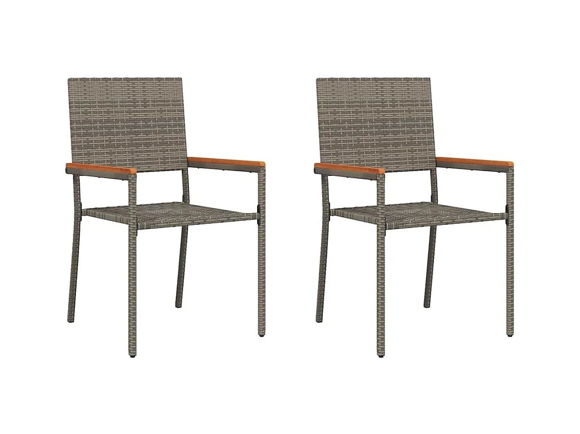 Chaises empilables de jardin 2 pcs Gris, Marron