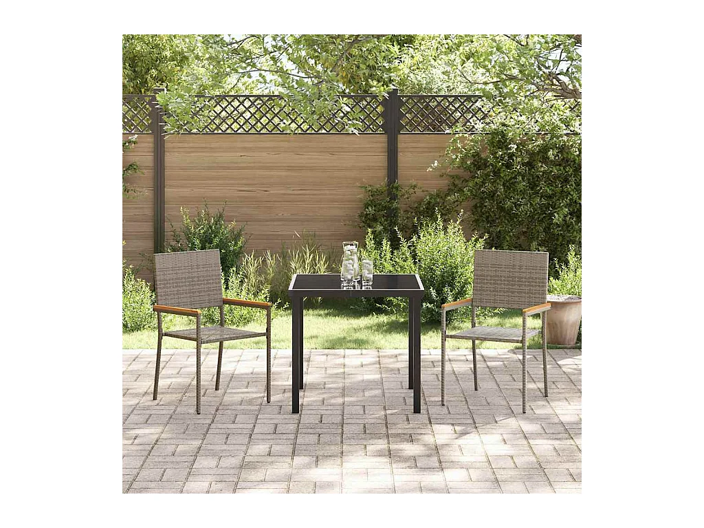 Chaises empilables de jardin 2 pcs Gris, Marron