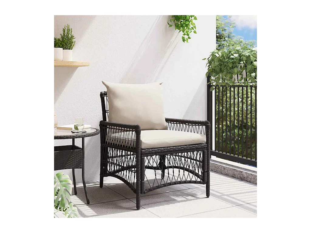 Chaise de jardin Noir 60 x 70 x 78cm polyrotin