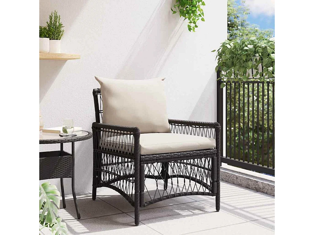 Zwarte tuinstoel 60 x 70 x 78 cm polyrotan