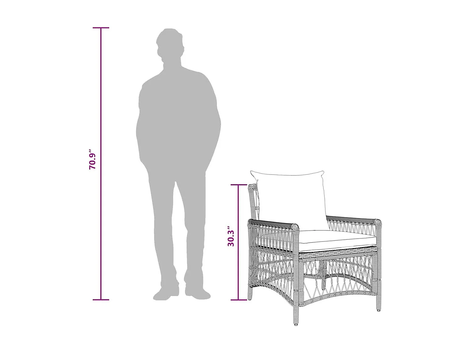 Zwarte tuinstoel 60 x 70 x 78 cm polyrotan