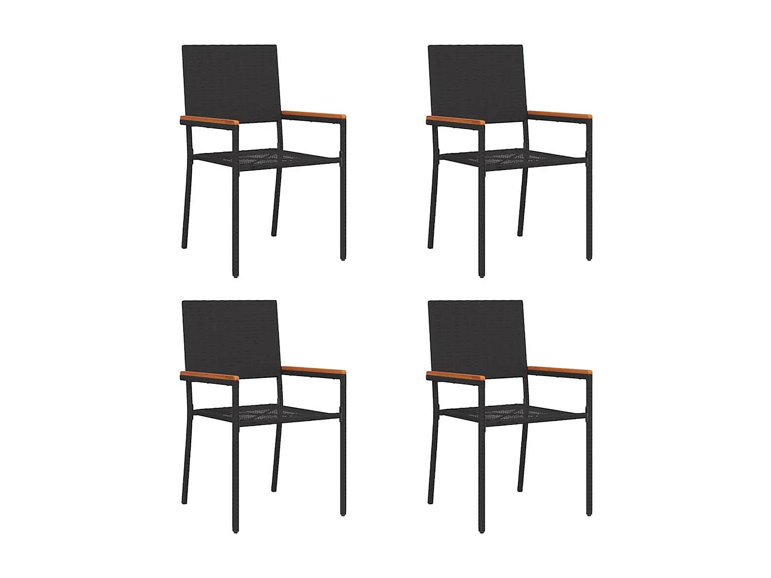 Chaises empilables de jardin 4 pcs Noir, Marron