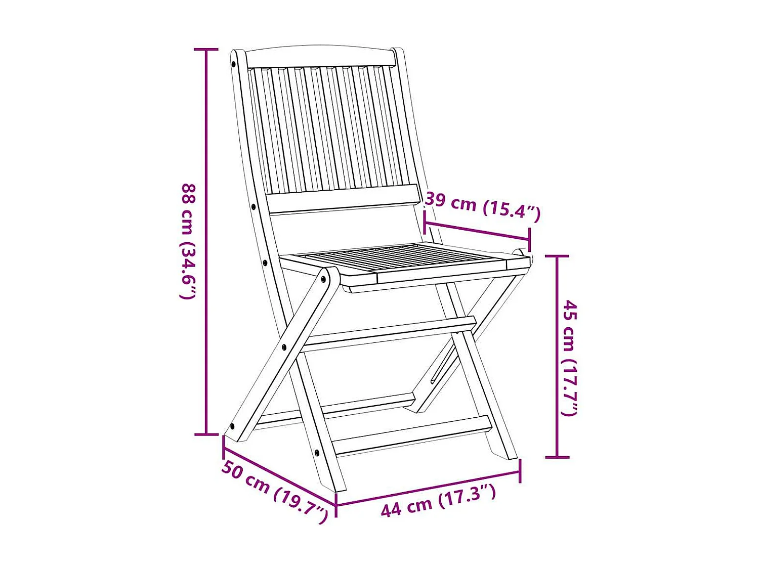Juego de 4 sillas plegables para exterior de madera maciza de acacia