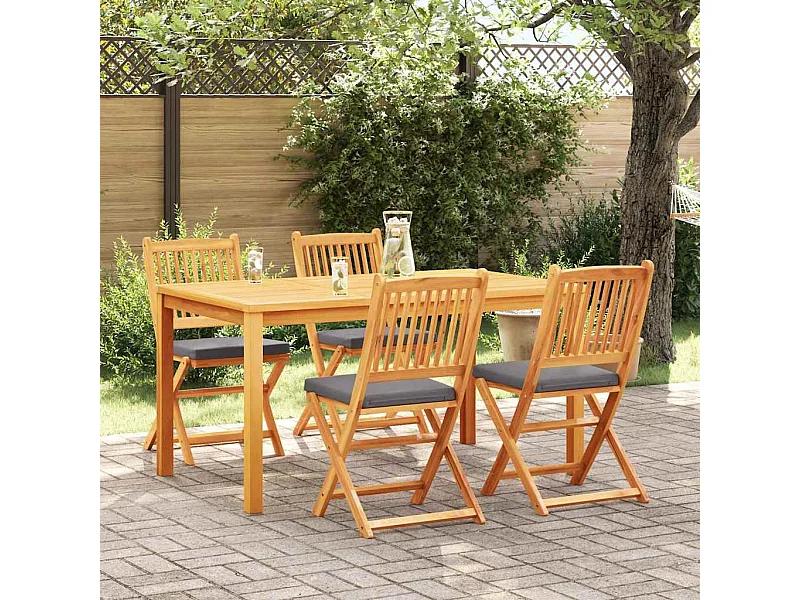 Vouwstoel 4 stuks Grijs 49 x 57,5 x 92 cm Massief acaciahout