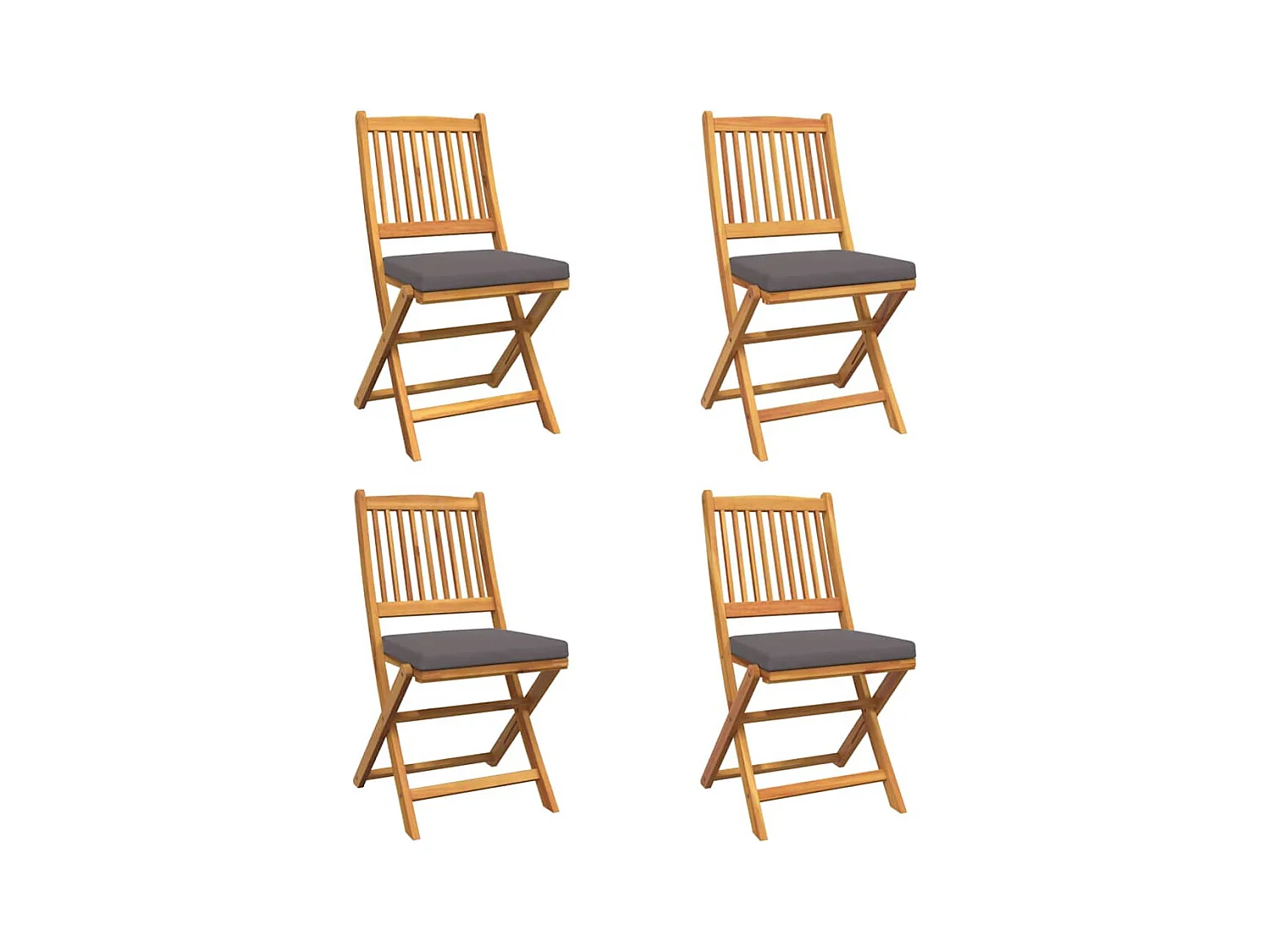 Vouwstoel 4 stuks Grijs 49 x 57,5 x 92 cm Massief acaciahout