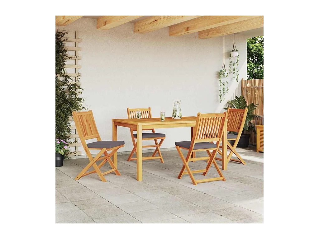 Vouwstoel 4 stuks Grijs 49 x 57,5 x 92 cm Massief acaciahout