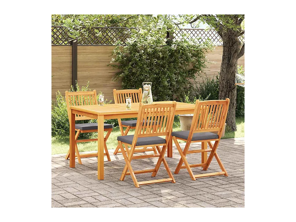 Chaise pliante 4 pcs Gris 49 x 57.5 x 92cm Bois d'acacia massif