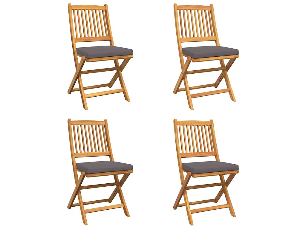 Chaise pliante 4 pcs Gris 49 x 57.5 x 92cm Bois d'acacia massif