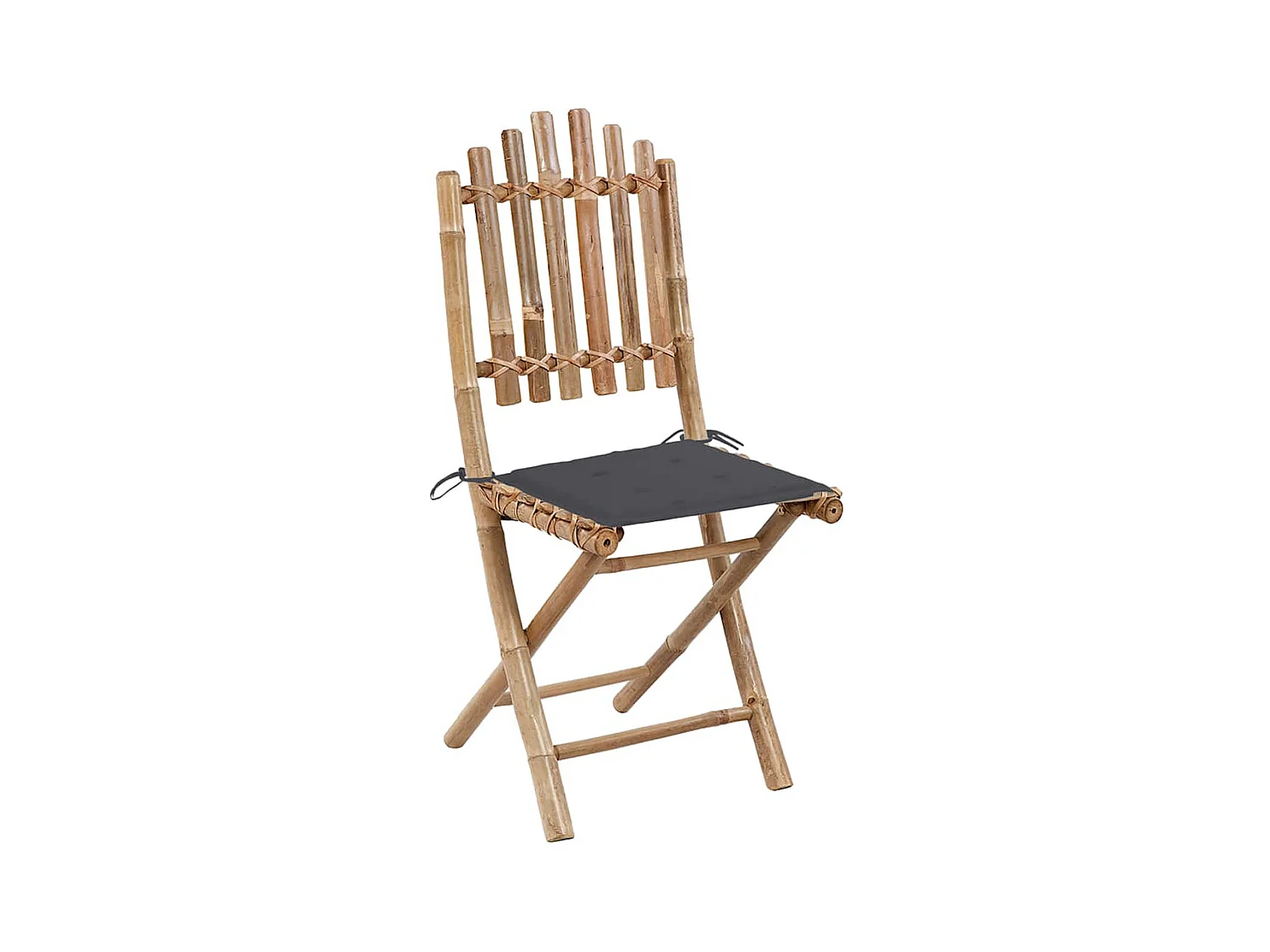 Chaises pliables de jardin lot de 2 avec coussins Bambou