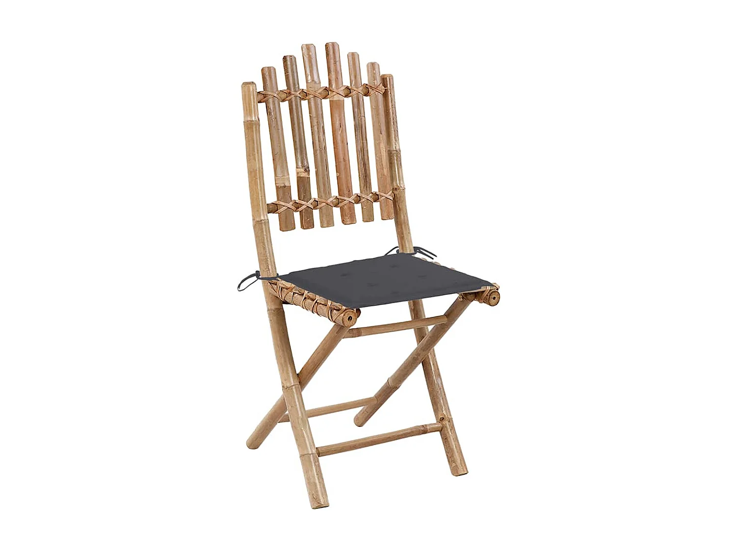 Chaises pliables de jardin lot de 2 avec coussins Bambou