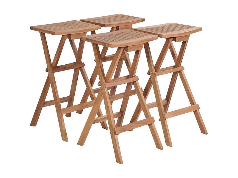Set di 4 sgabelli da bar pieghevoli in legno massello di teak