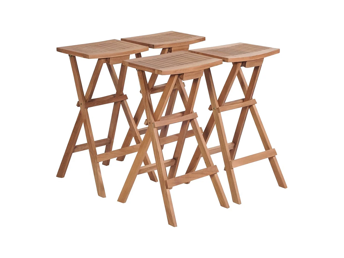 Juego de 4 taburetes de bar plegables de madera maciza de teca