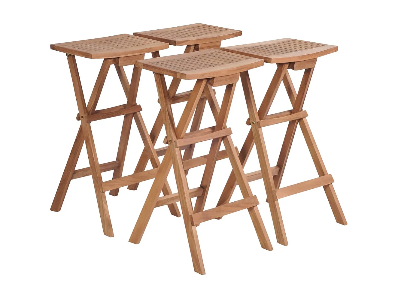 Juego de 4 taburetes de bar plegables de madera maciza de teca