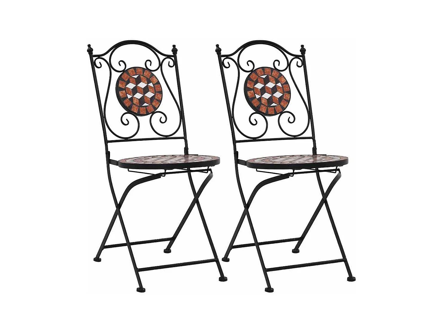 Sedie da bistrot a mosaico 2 pezzi in ceramica marrone