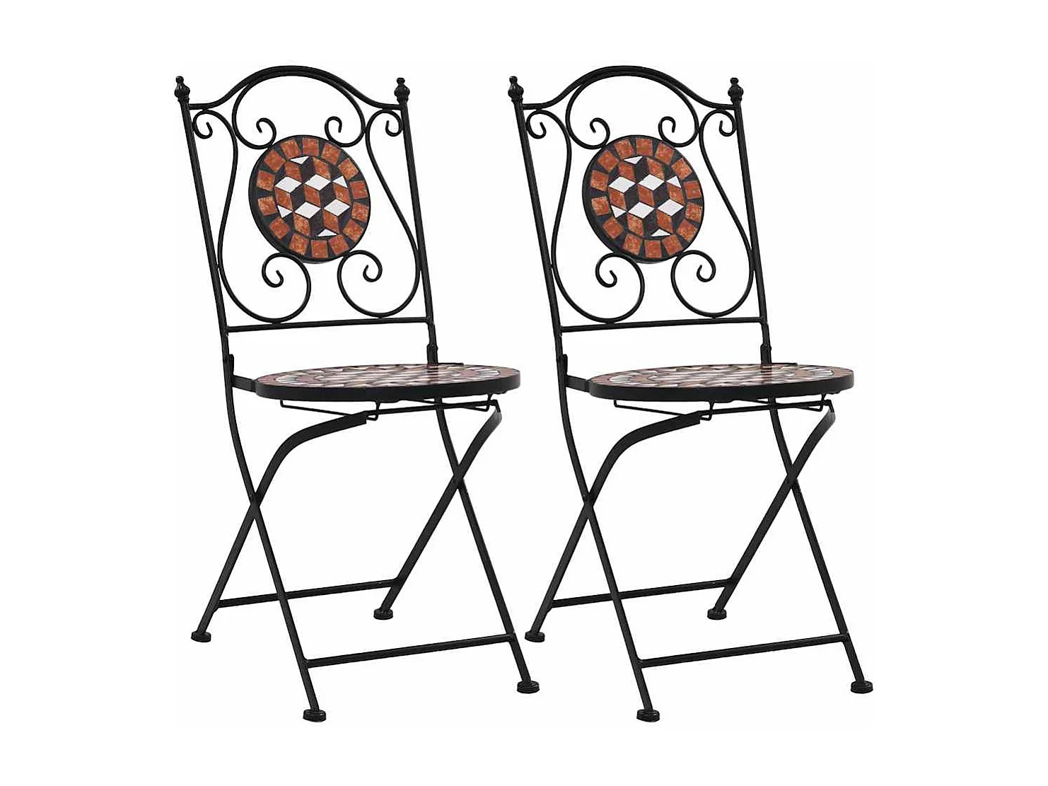 Chaises de bistrot mosaïque 2 pcs Marron Céramique