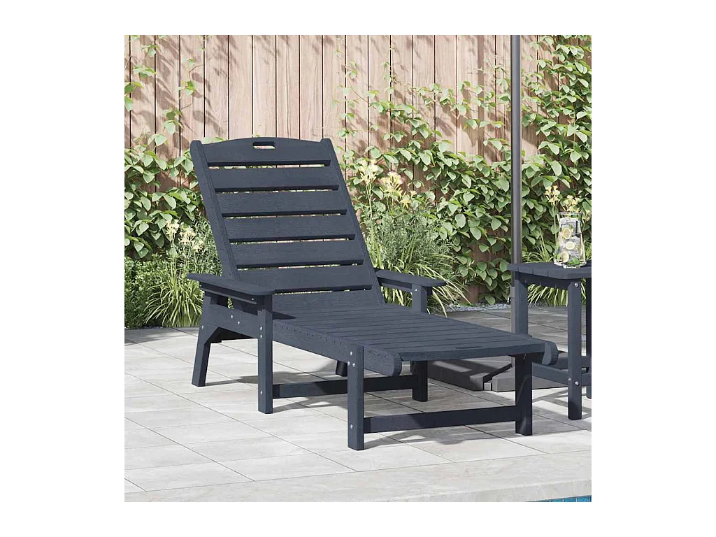 Ligstoel met kussen Marineblauw 73,5 x 92 x 90 cm Kunststof