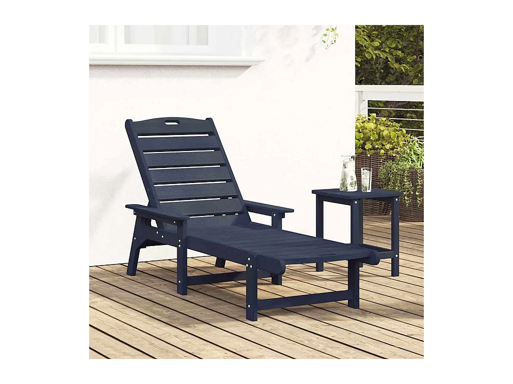 Ligstoel met kussen Marineblauw 73,5 x 92 x 90 cm Kunststof