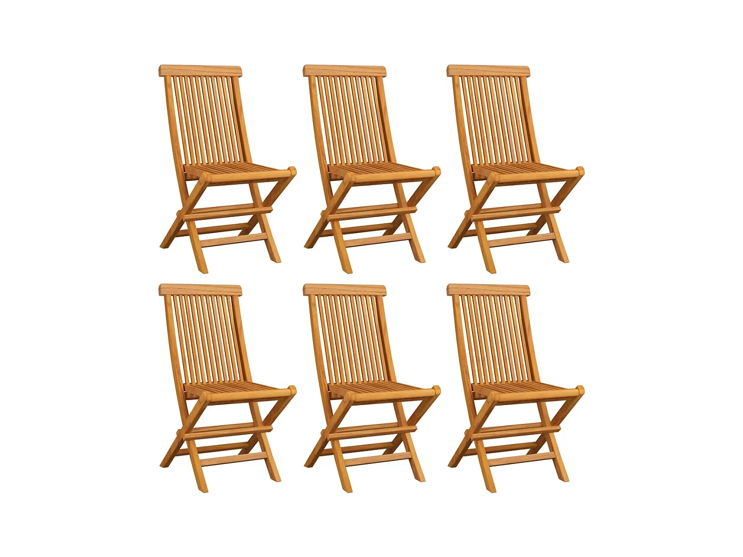 Set di 6 sedie da giardino e cuscini verdi in legno massello di teak