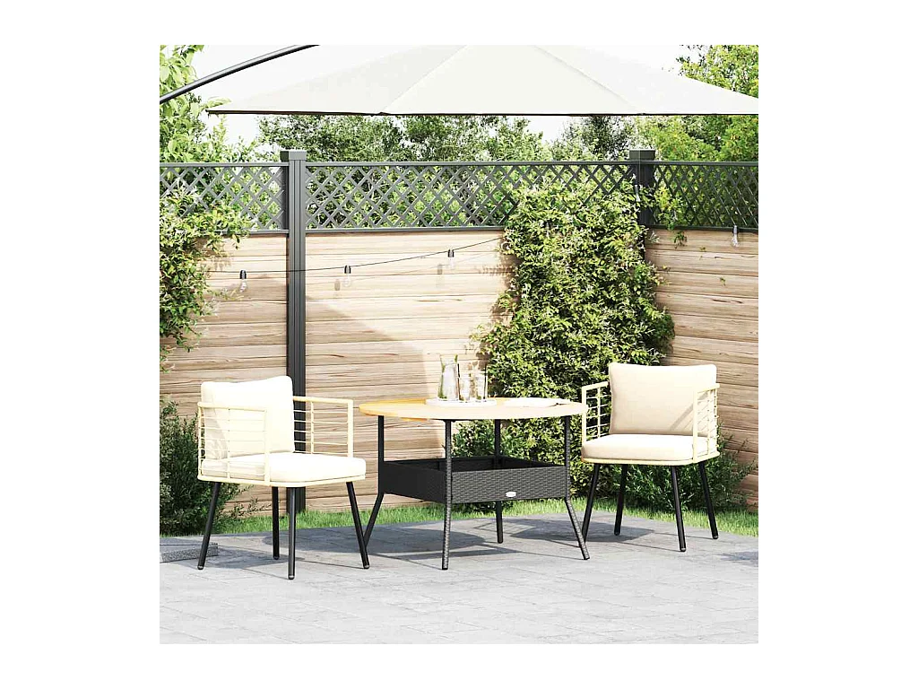 Tuinstoelenset van 2 met kussens van natuurlijk harsriet