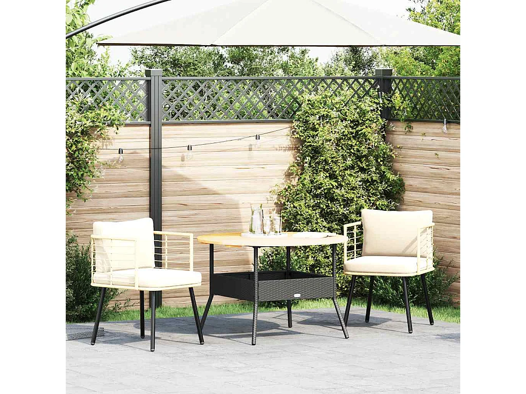 Set di 2 sedie da giardino con cuscini in vimini di resina naturale