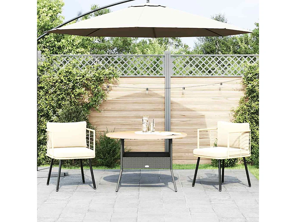 Set di 2 sedie da giardino con cuscini in vimini di resina naturale