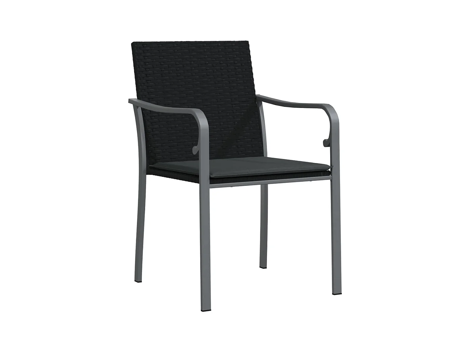 Set di 6 sedie da giardino con cuscini in rattan nero 56x59x84 cm