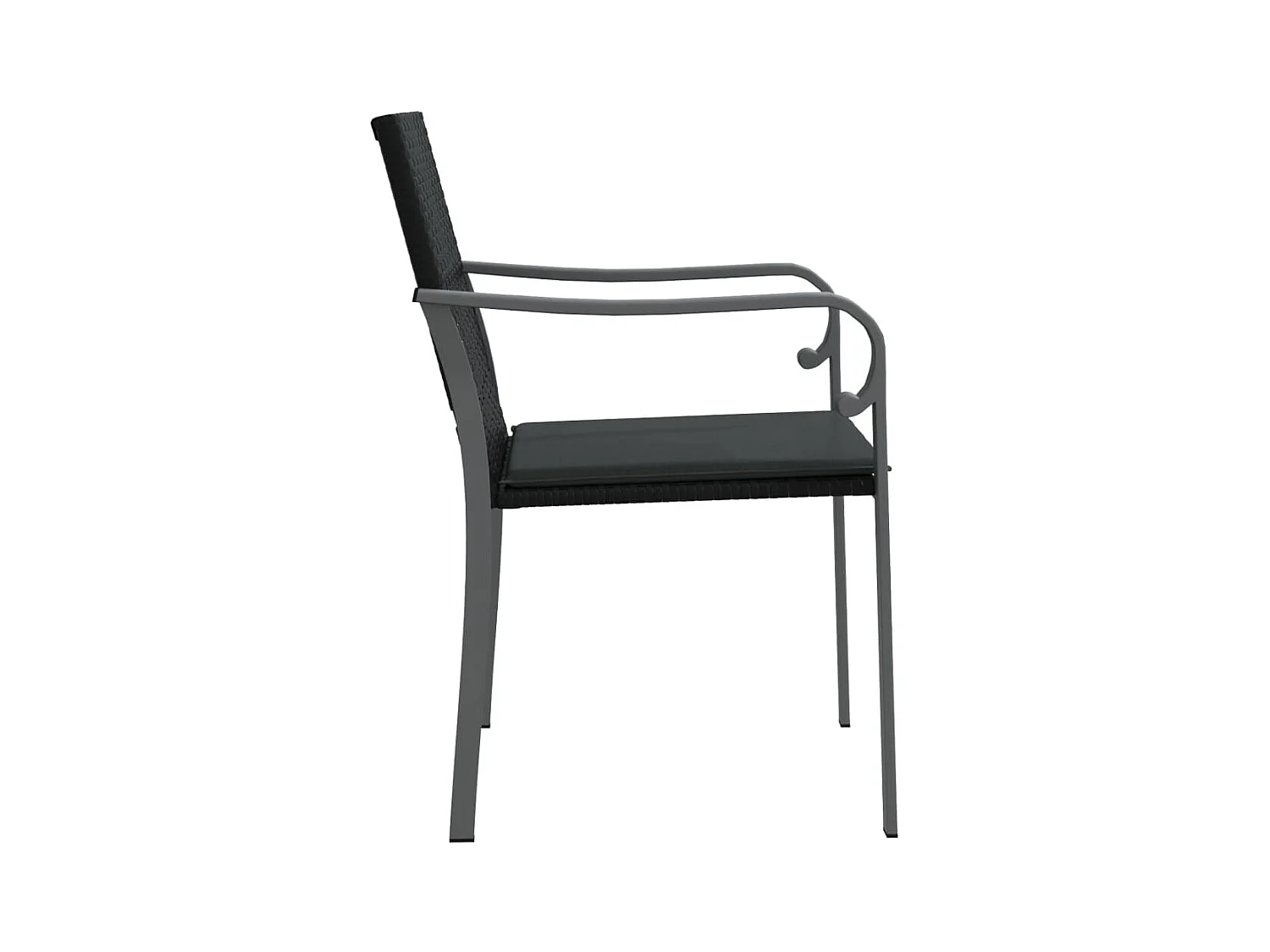 Set di 6 sedie da giardino con cuscini in rattan nero 56x59x84 cm