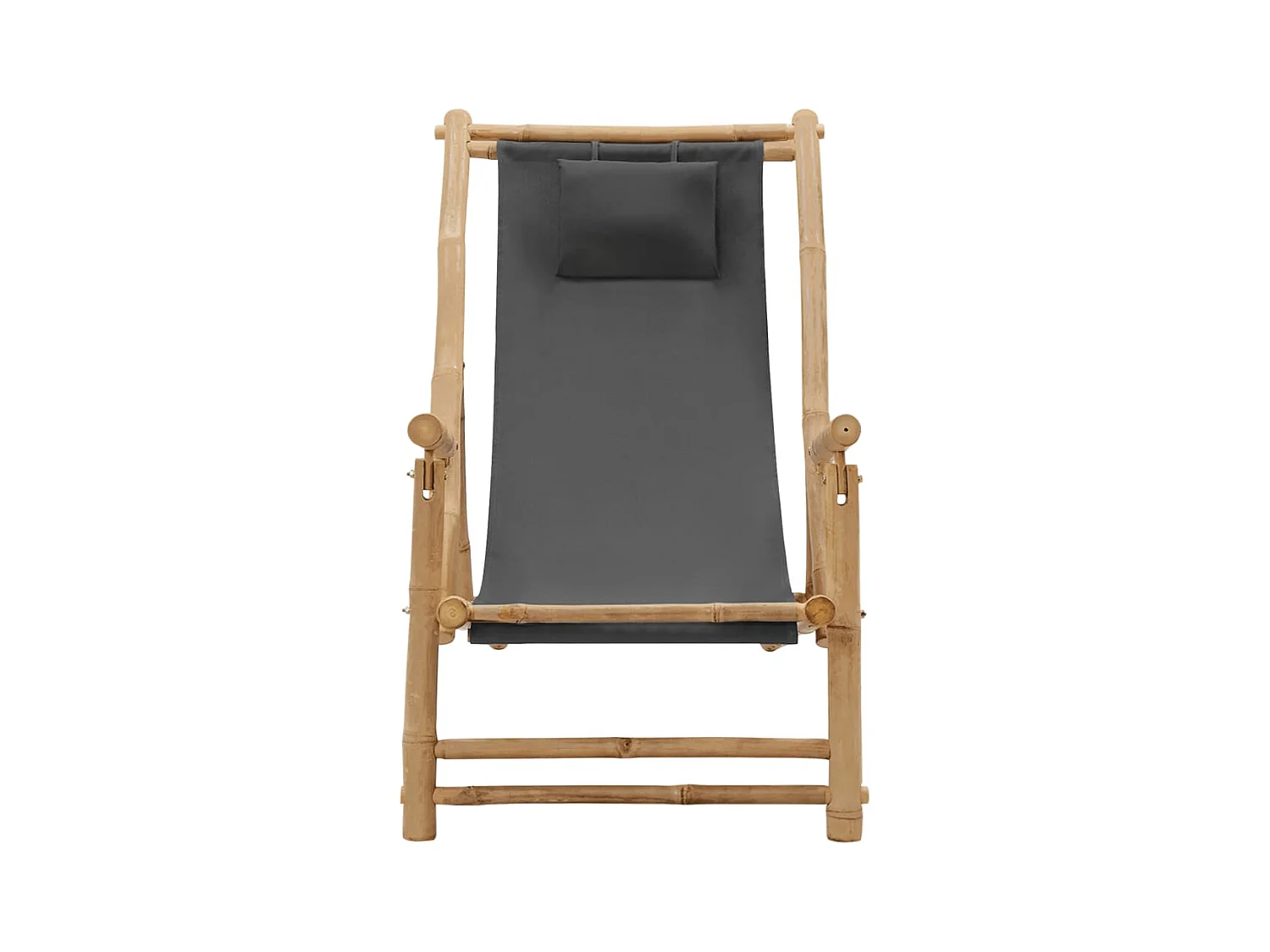 Terrasstoel van bamboe en donkergrijs canvas