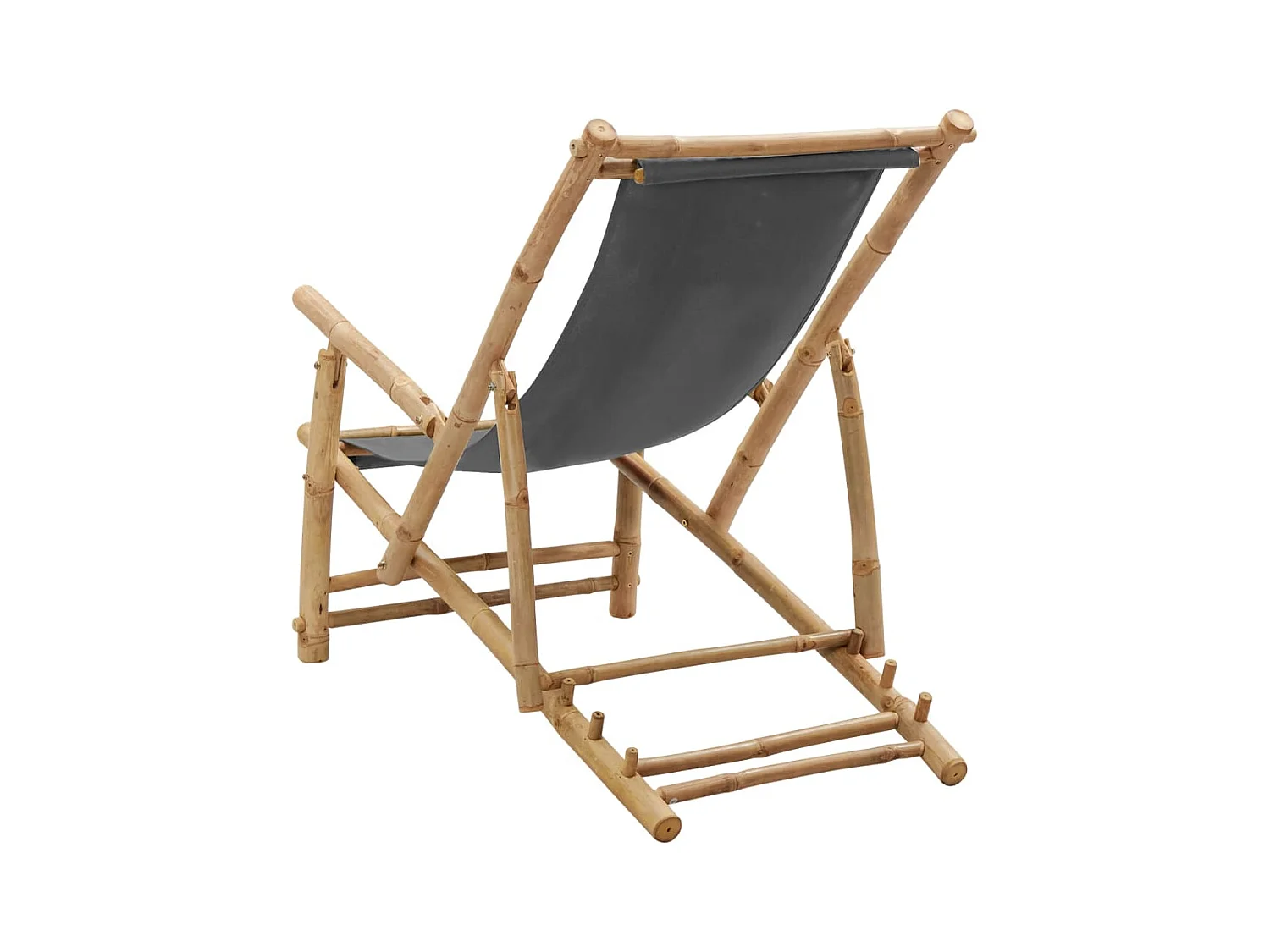 Terrasstoel van bamboe en donkergrijs canvas