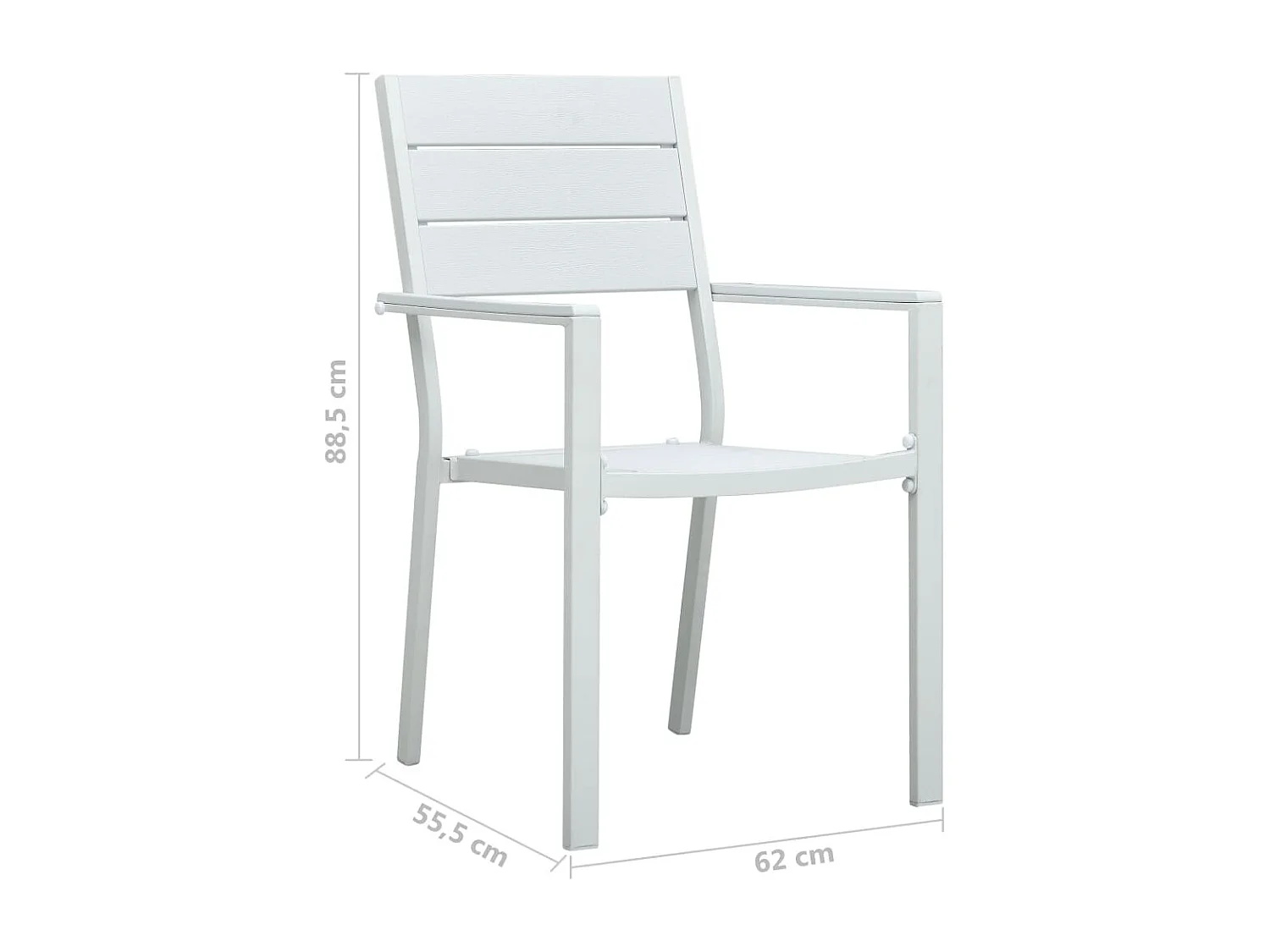 Set di 4 sedie da giardino in HDPE bianco effetto legno