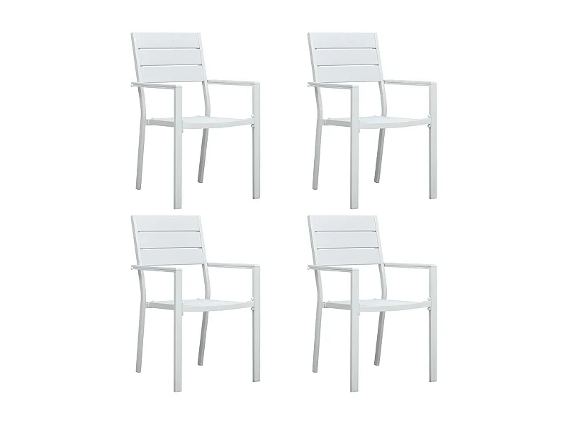 Set di 4 sedie da giardino in HDPE bianco effetto legno