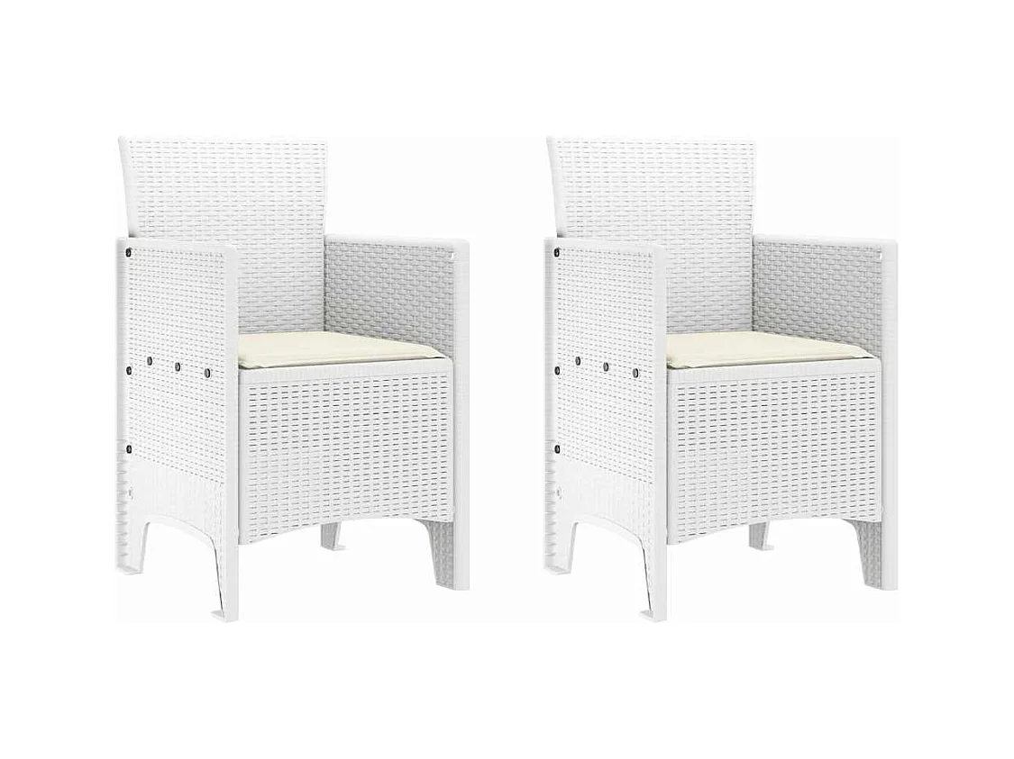 Chaise de jardin 2 pcs Blanc 53 x 49 x 85 cm PP