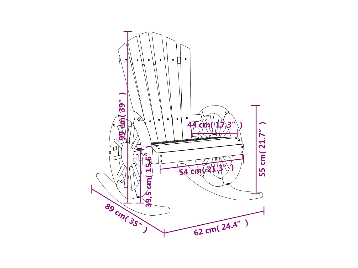 Chaises à bascule Adirondack lot de 2 bois de sapin massif