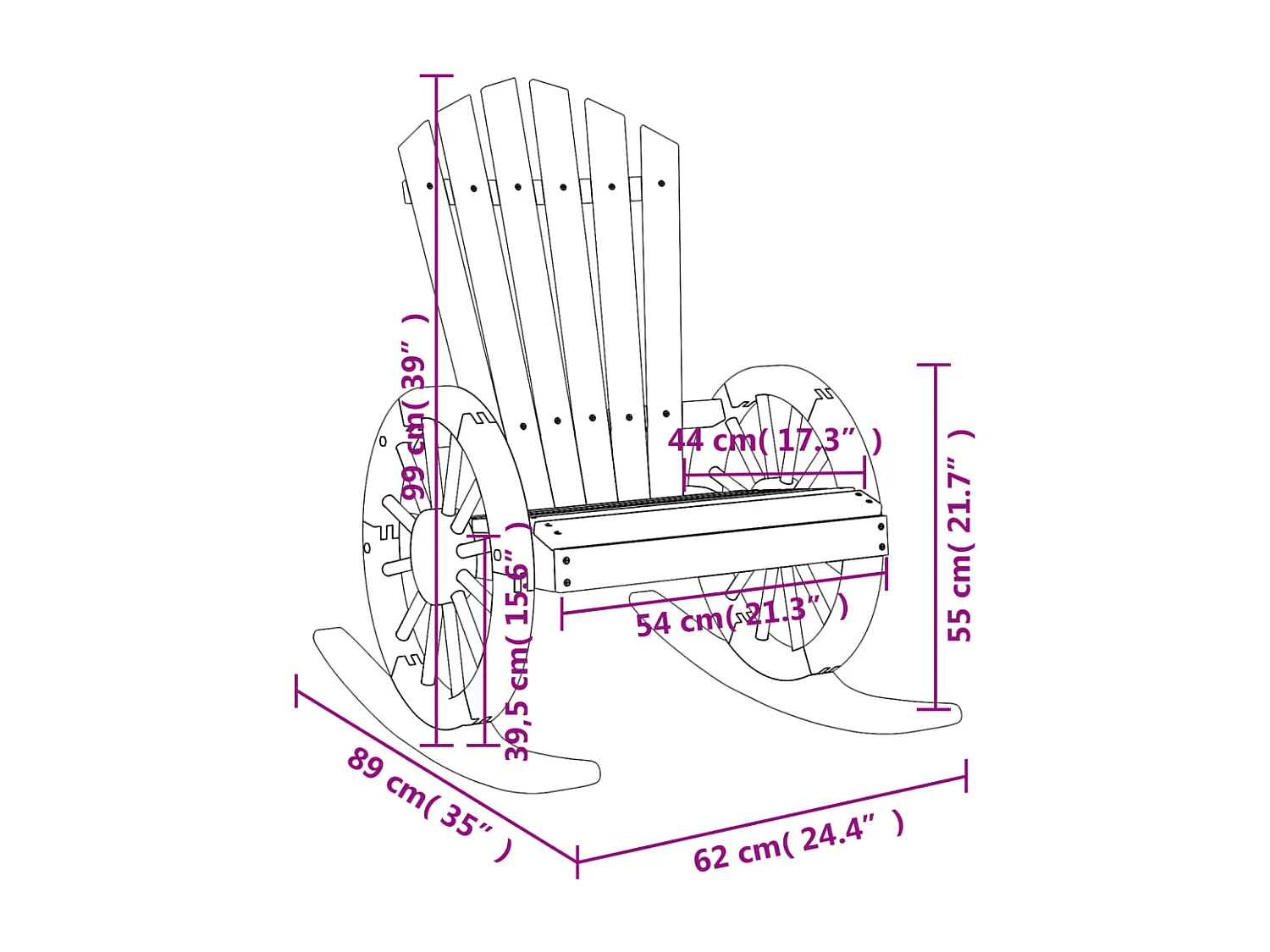 Chaises à bascule Adirondack lot de 2 bois de sapin massif