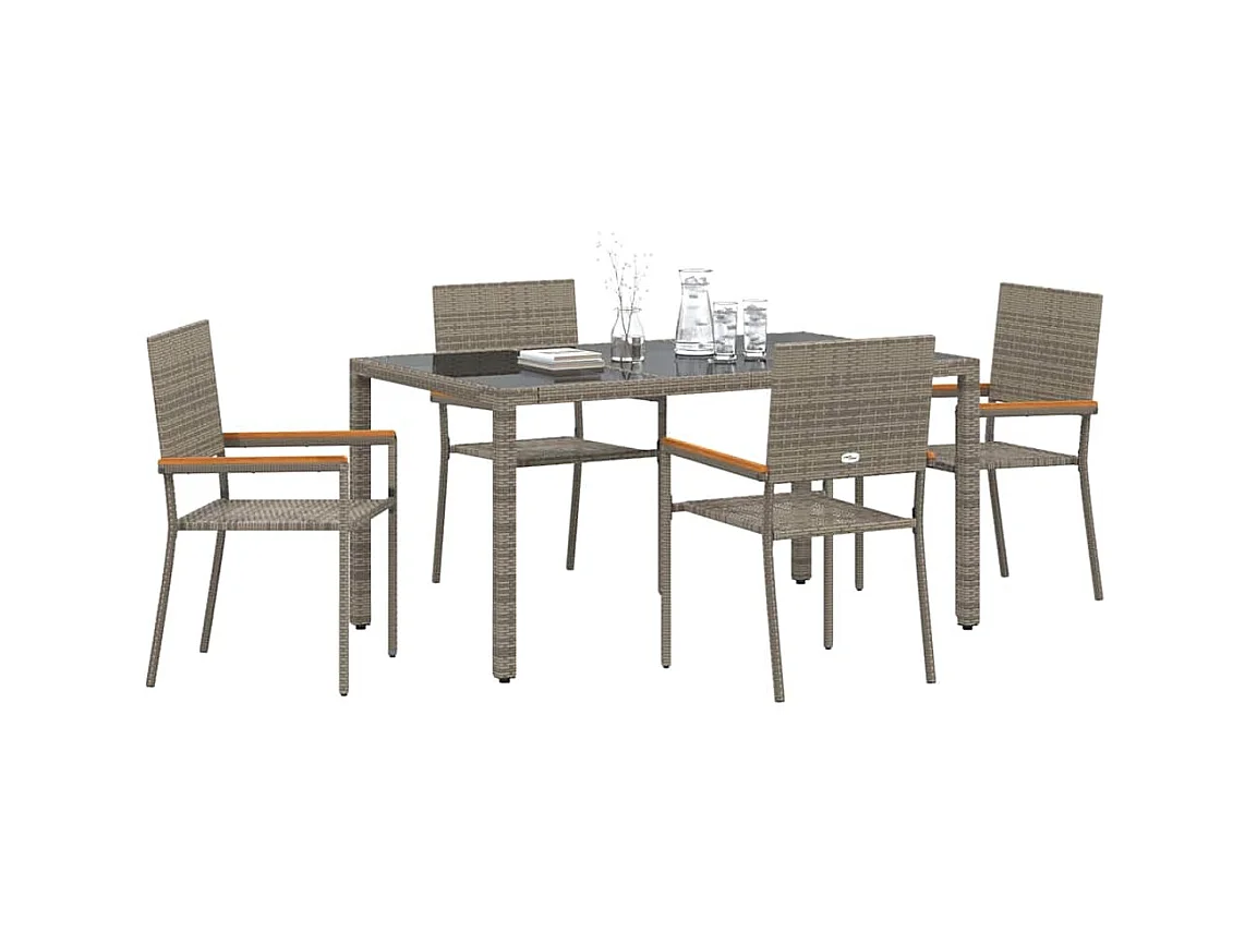 5-delige tuinset, grijs