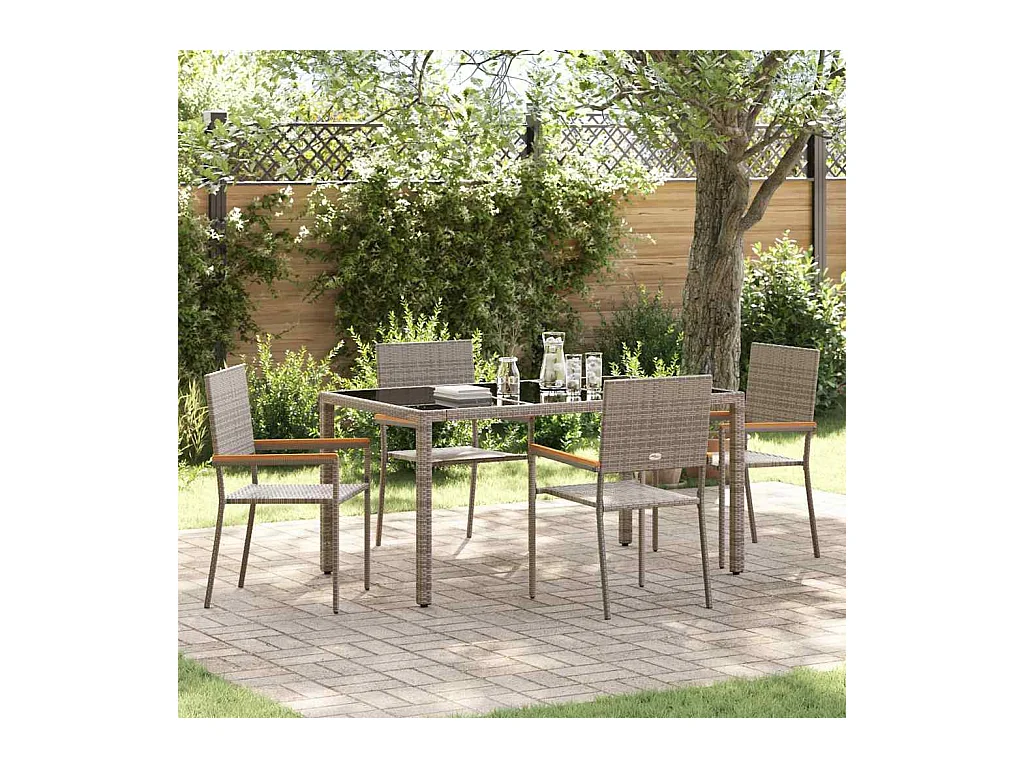Ensemble de salle à manger pour jardin 5 pcs Gris